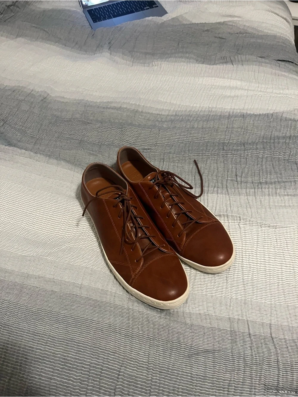 Cole Haan Tan Leather Low-Top Sneakers with White Sole